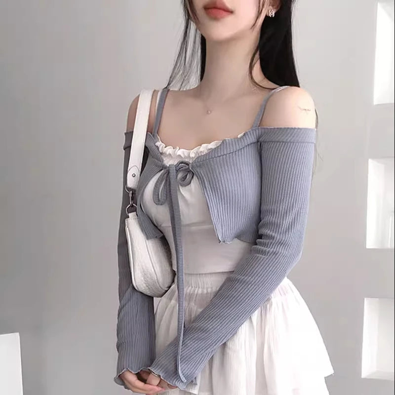 Off Shoulder Lace Up Coat