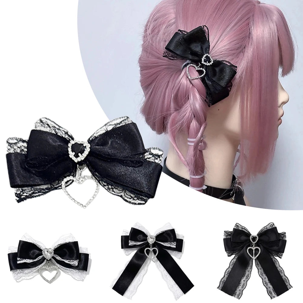Y2K Gothic Harajuku Lace Bow Hair Clips