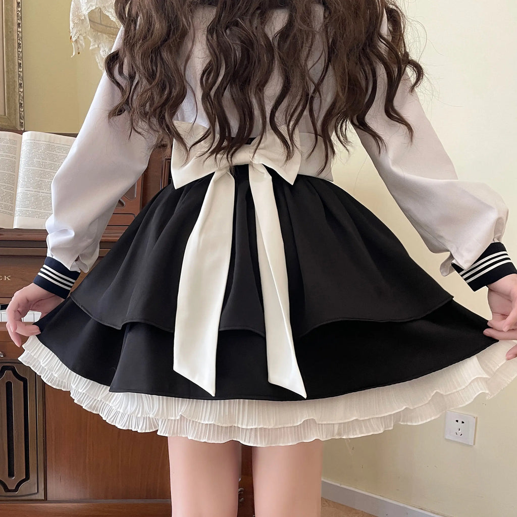 black Kawaii layered Mini Skirt