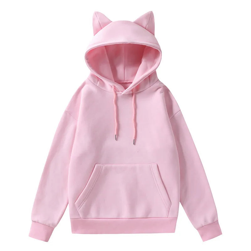 Cat Ear Design Hooded Fleece Hoodie