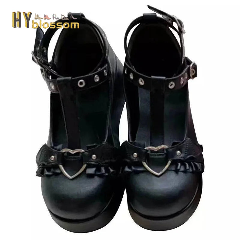 Heart Buckle  Chunky Platform  Shoe