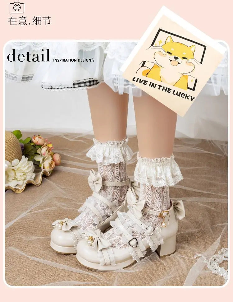 NASBAVI White Lace  Platform  Shoes