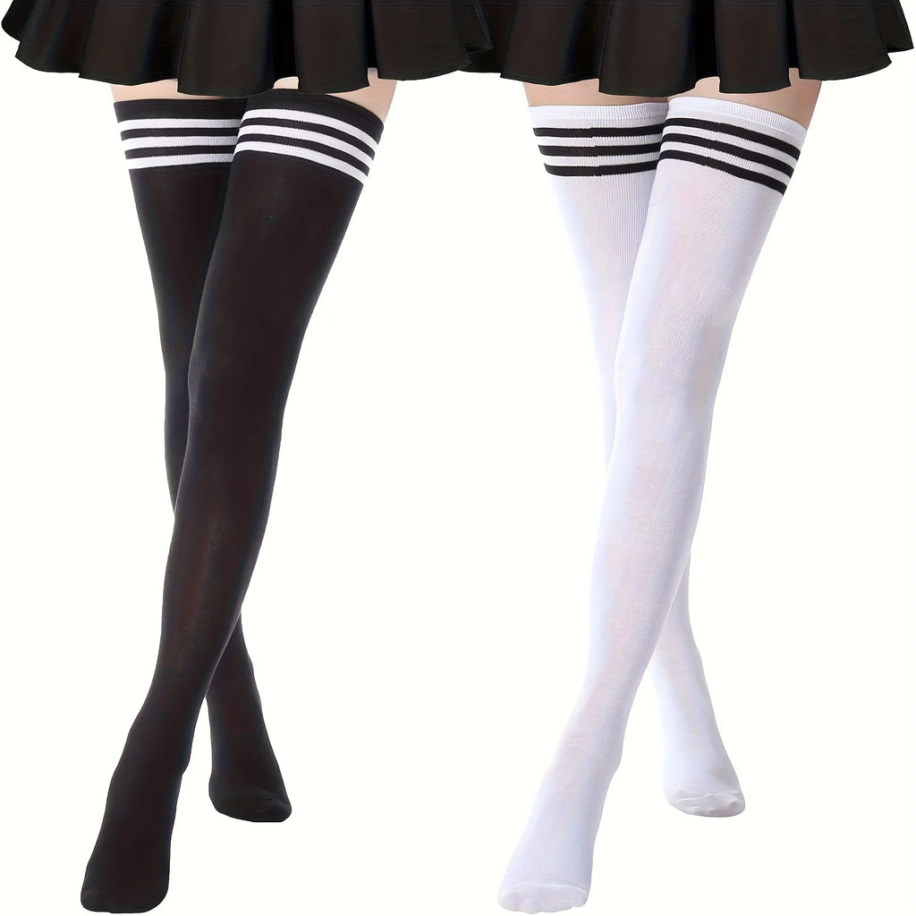 black/white basic Thigh Highs