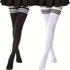 black/white basic Thigh Highs