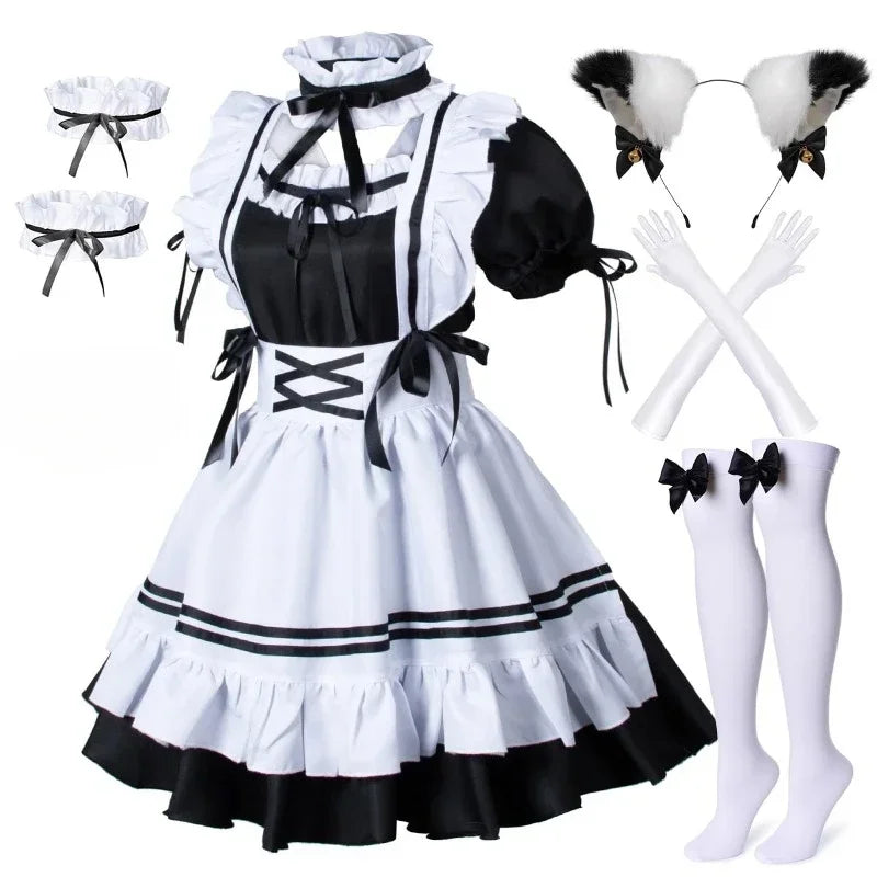 Black White Lolita Maid Costume