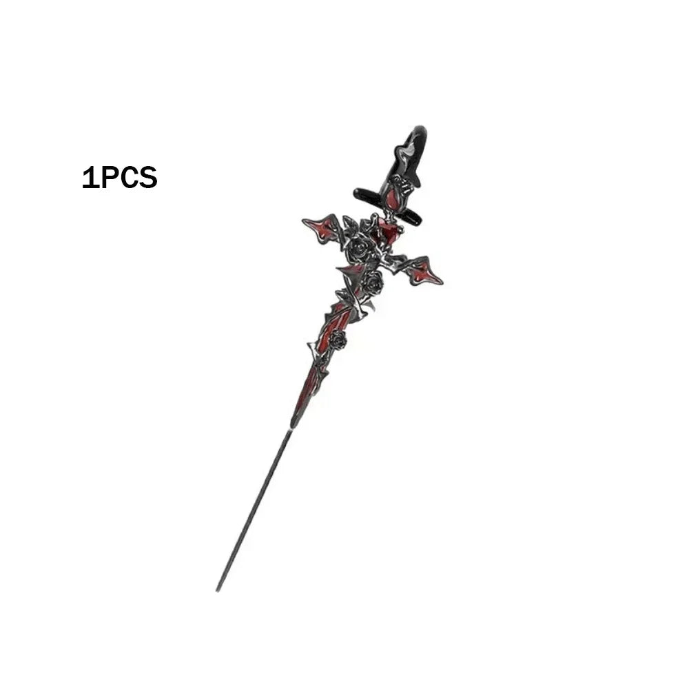 Dark Gothic Rose Cross Thorn Earring