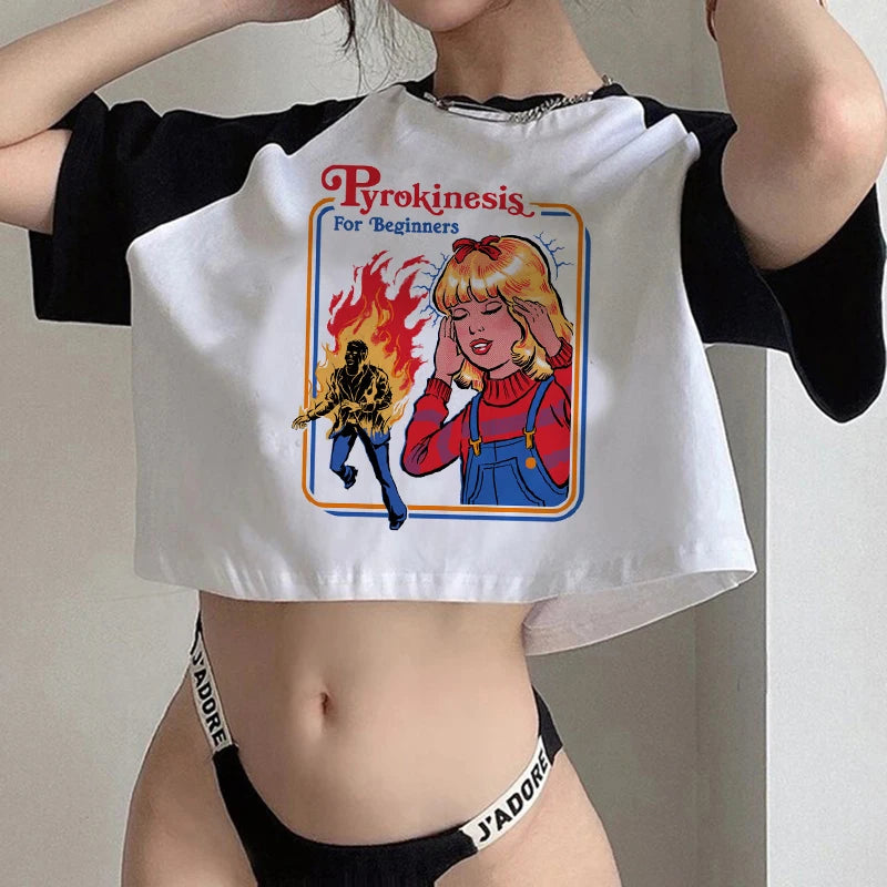 Gothic Horror Y2k Aesthetic  Crop Top