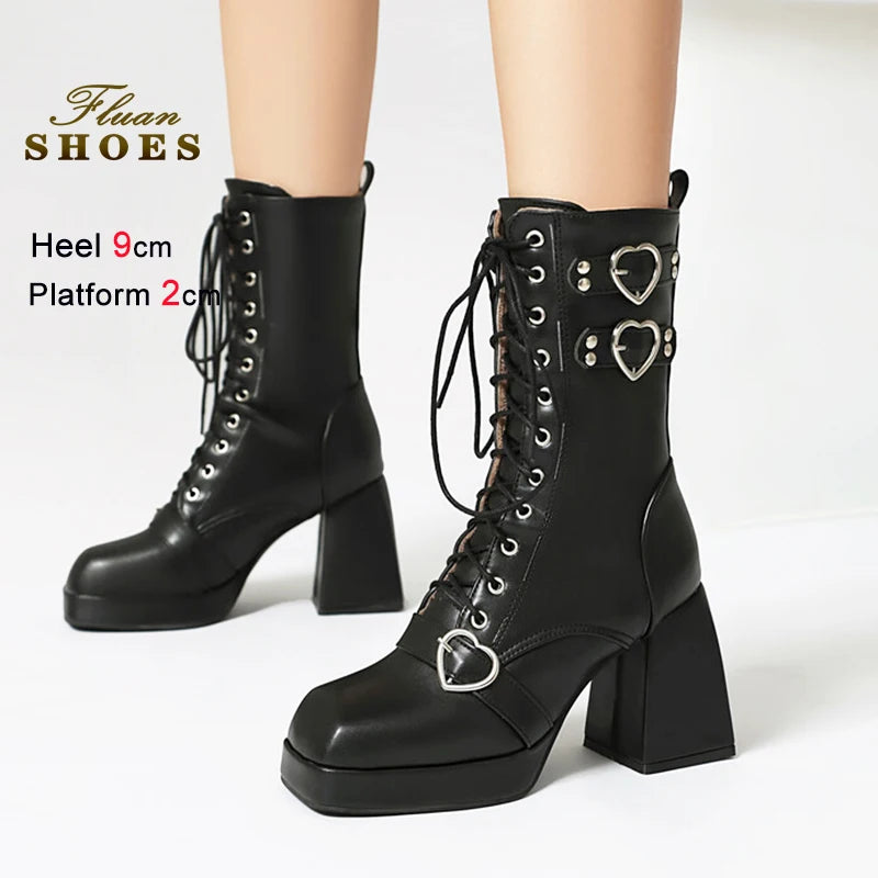 Platform Mid Calf Boots