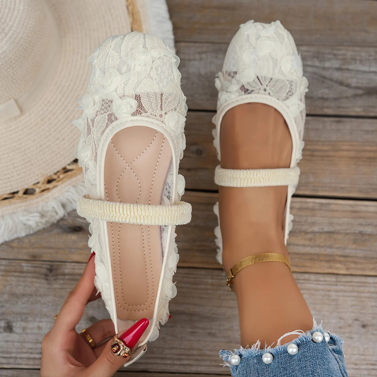 Lace Flower Flat  Shoes