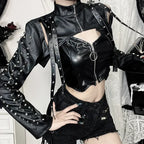 Punk Faux Leather Cropped Jacket