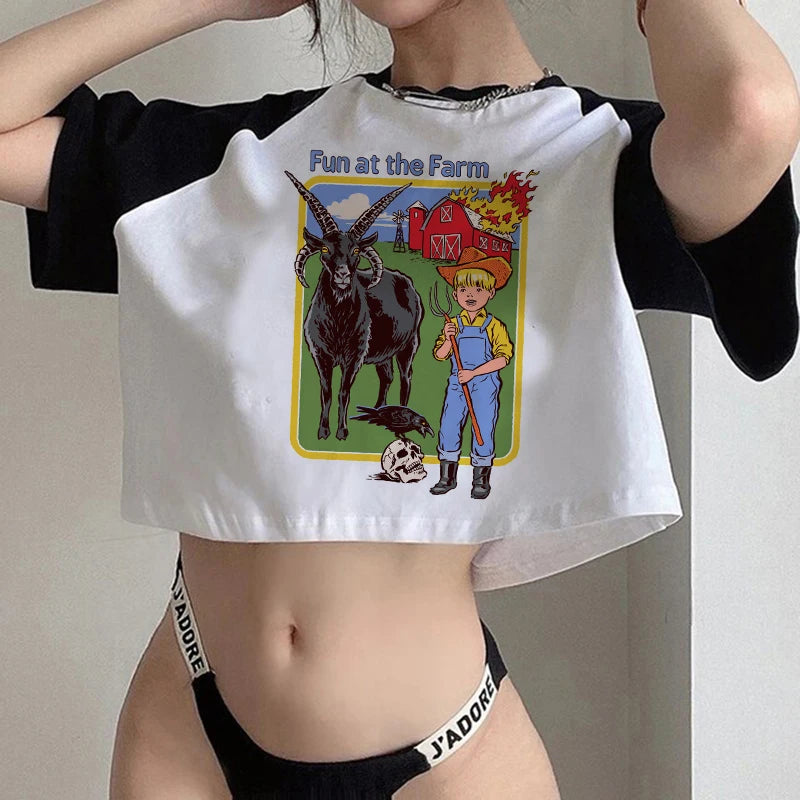 Gothic Horror Y2k Aesthetic  Crop Top