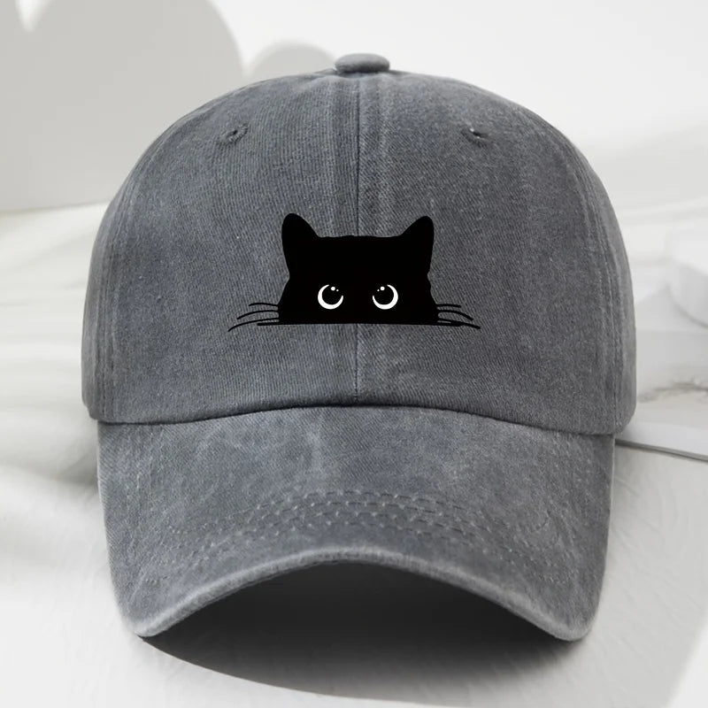 cat printed baseball cap