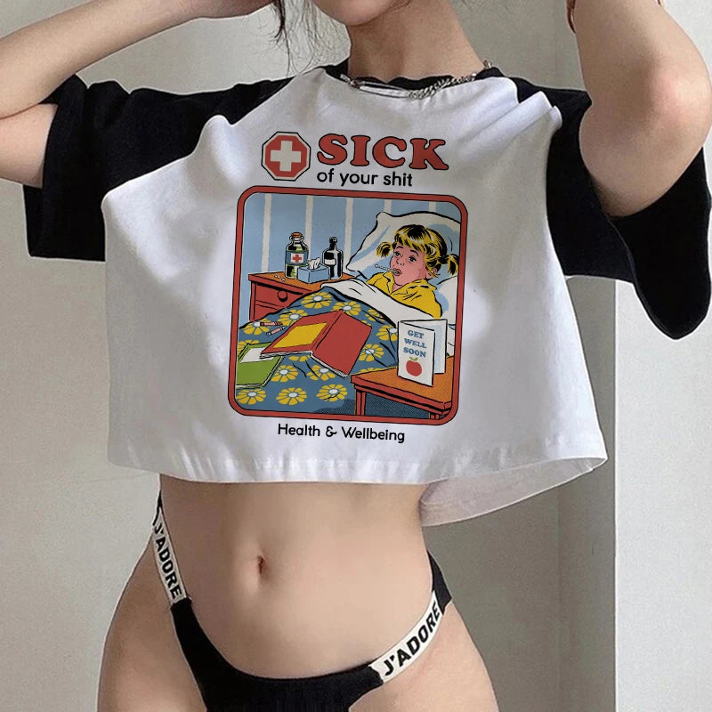 Gothic Horror Y2k Aesthetic  Crop Top
