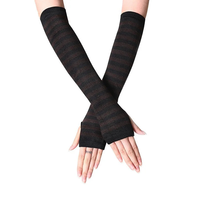 Striped Knitted Arm Warmers