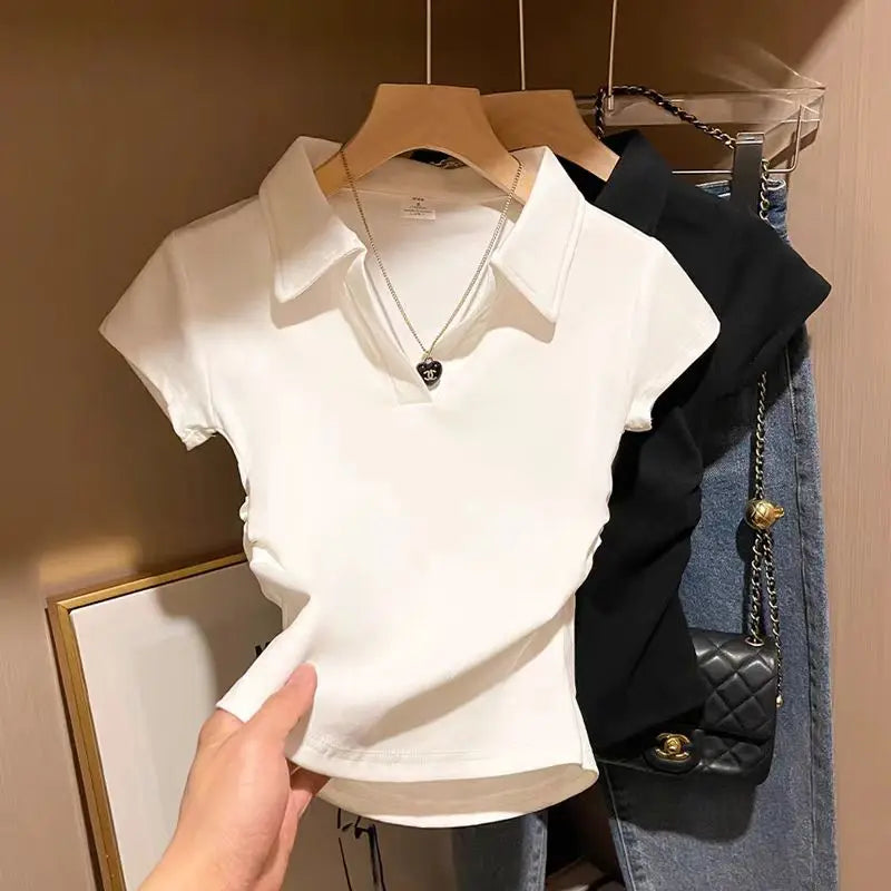 Slim  Polo  T Shirt/Crop Top