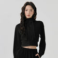 Fleece Zip Up  Cropped Hoodie Jacket