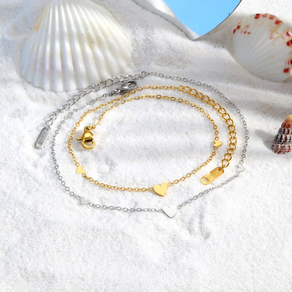 Stainless Steel Heart Anklets