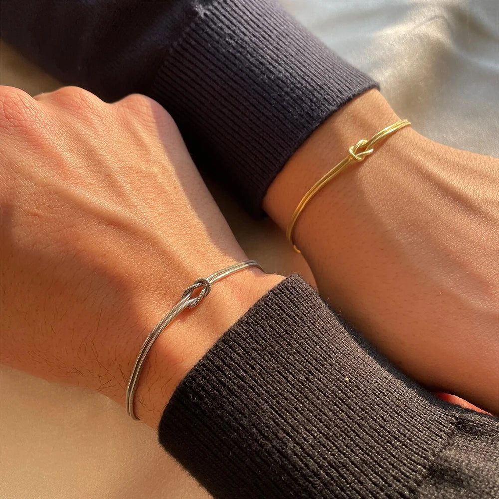 EMancoStainless Steel Gold Plated Knotted  Bracelets