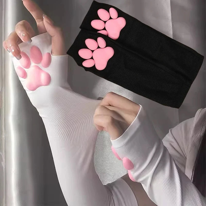 Cute Silicone Cat Paw Pads Arm Warmers