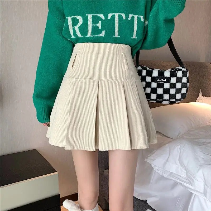 Pleated Corduroy Skirts