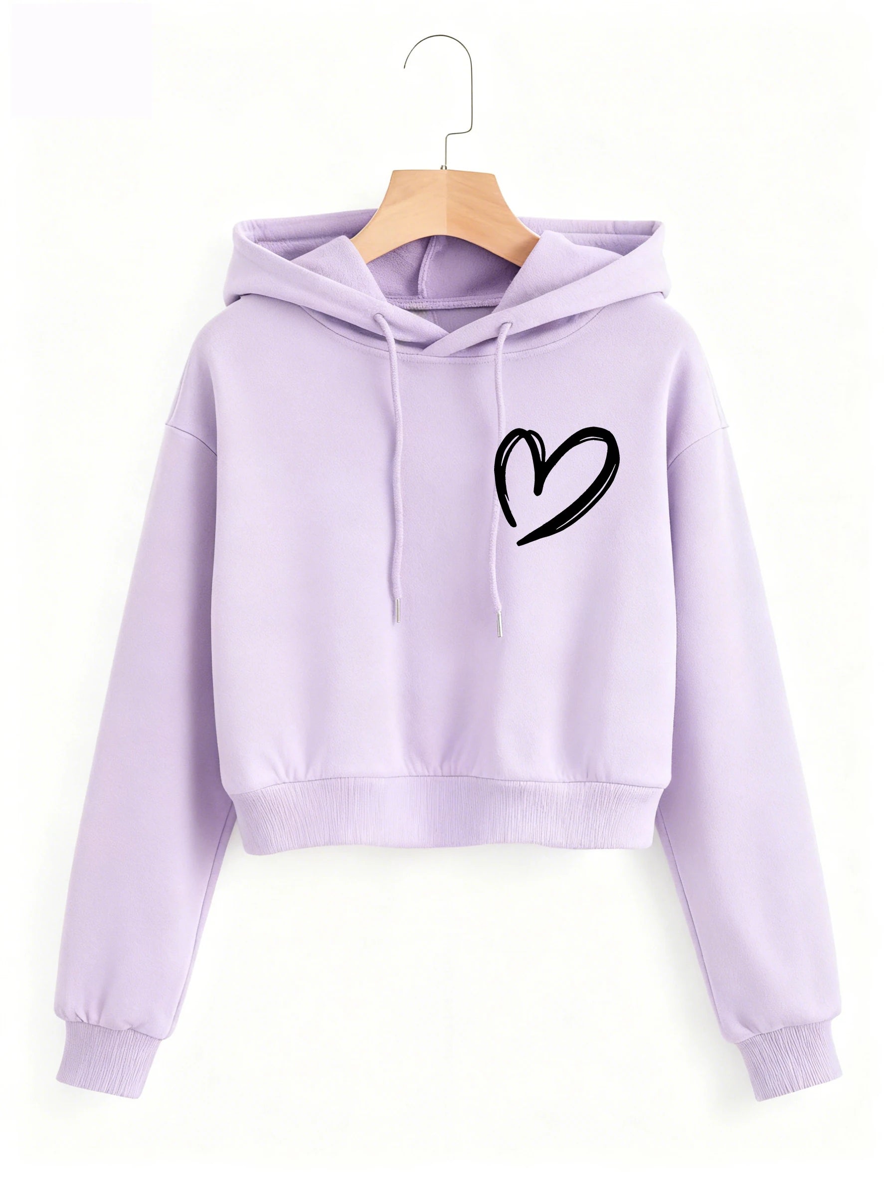 Y2K Heart Print Cropped Sweatshirt