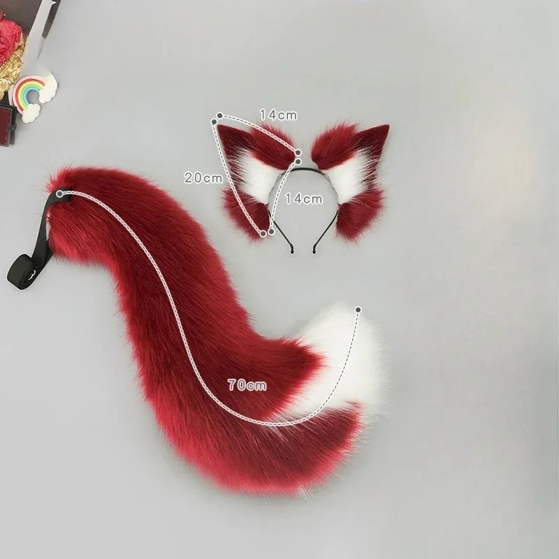 2Pcs/set Furry Fox Ear/Tail
