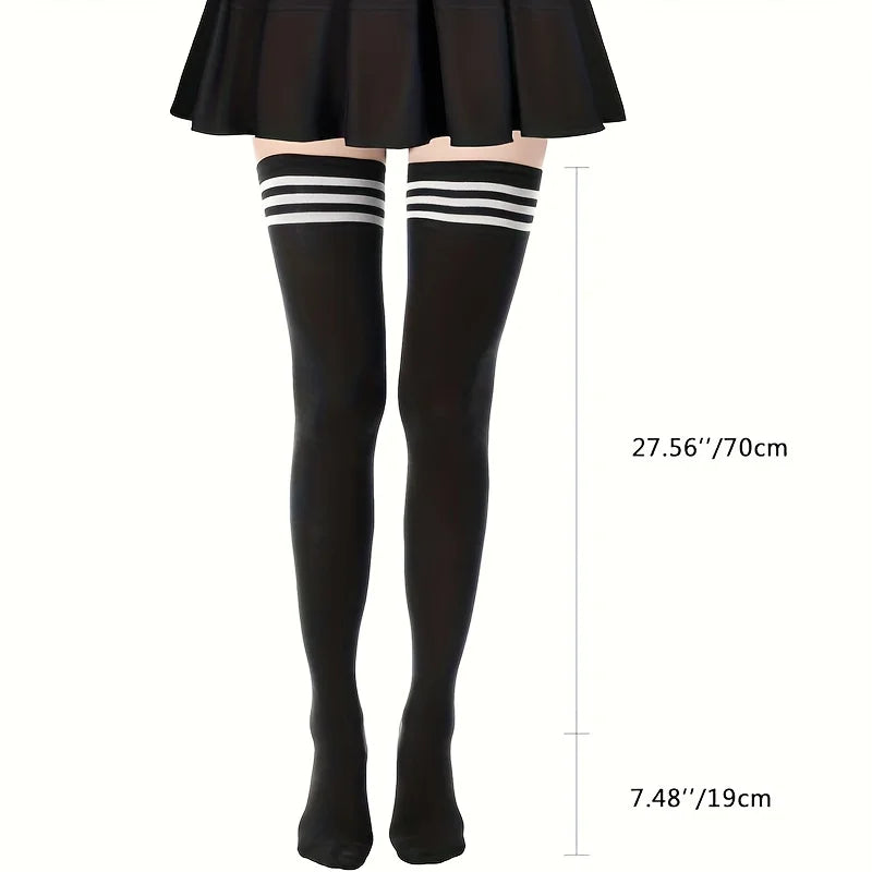 black/white basic Thigh Highs
