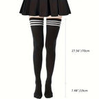 black/white basic Thigh Highs