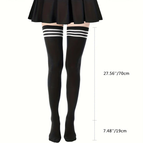 black/white basic Thigh Highs