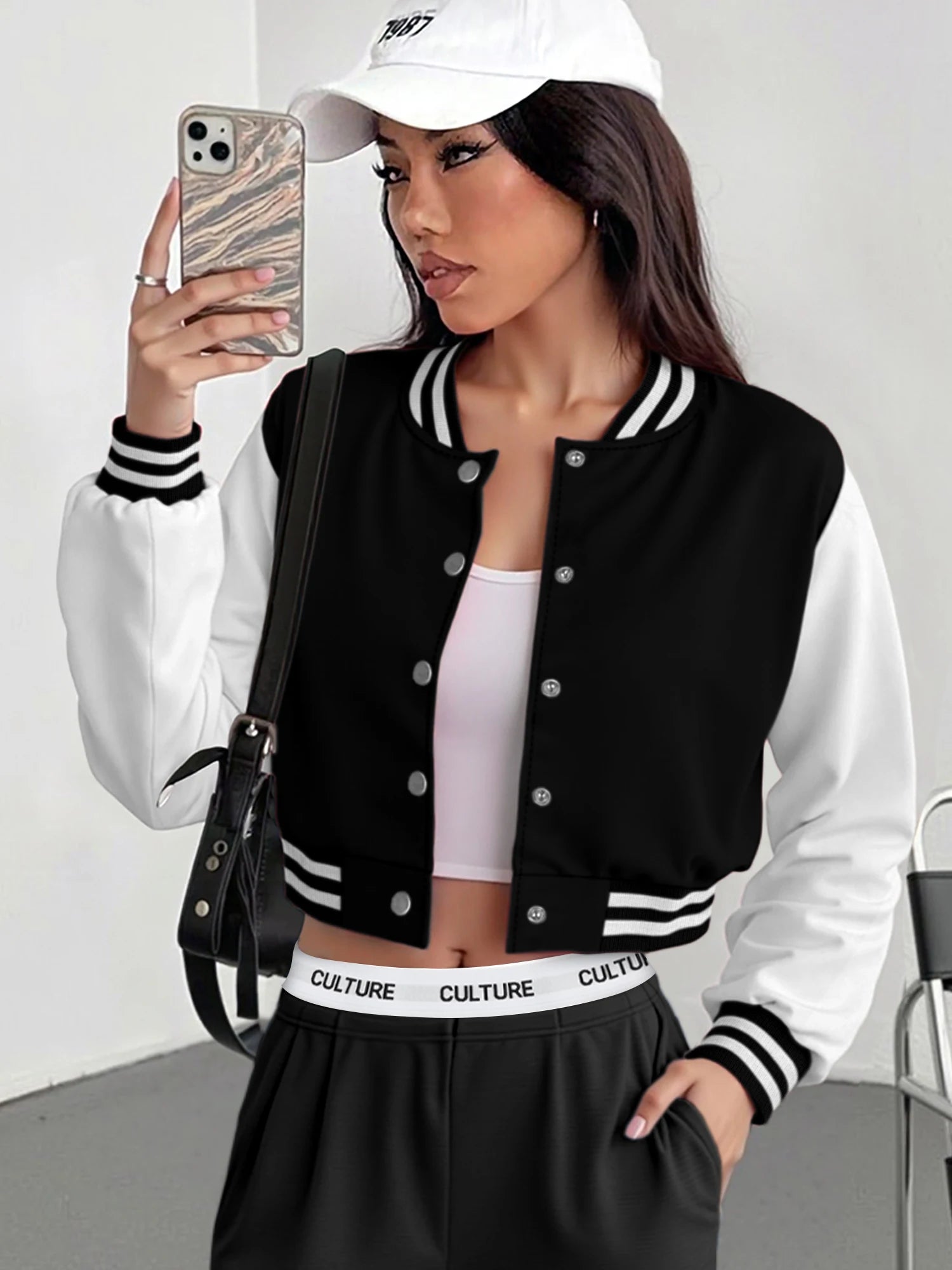 Vintage 90s Inspired Cropped Baseball Jacket