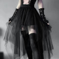 Punk Net Yarn High-Waisted Asymmetric Skirt