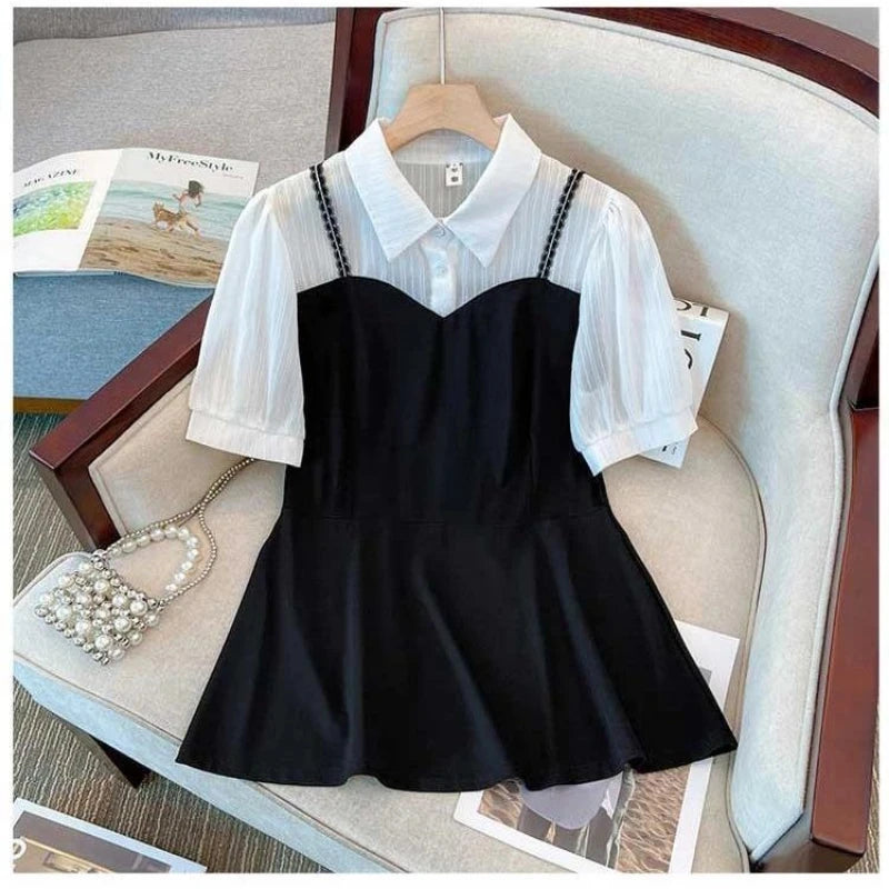 Elegant Blouse  Fake Two-piece