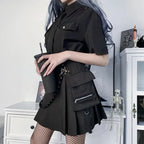 High Waist Streetwear Black Skirt
