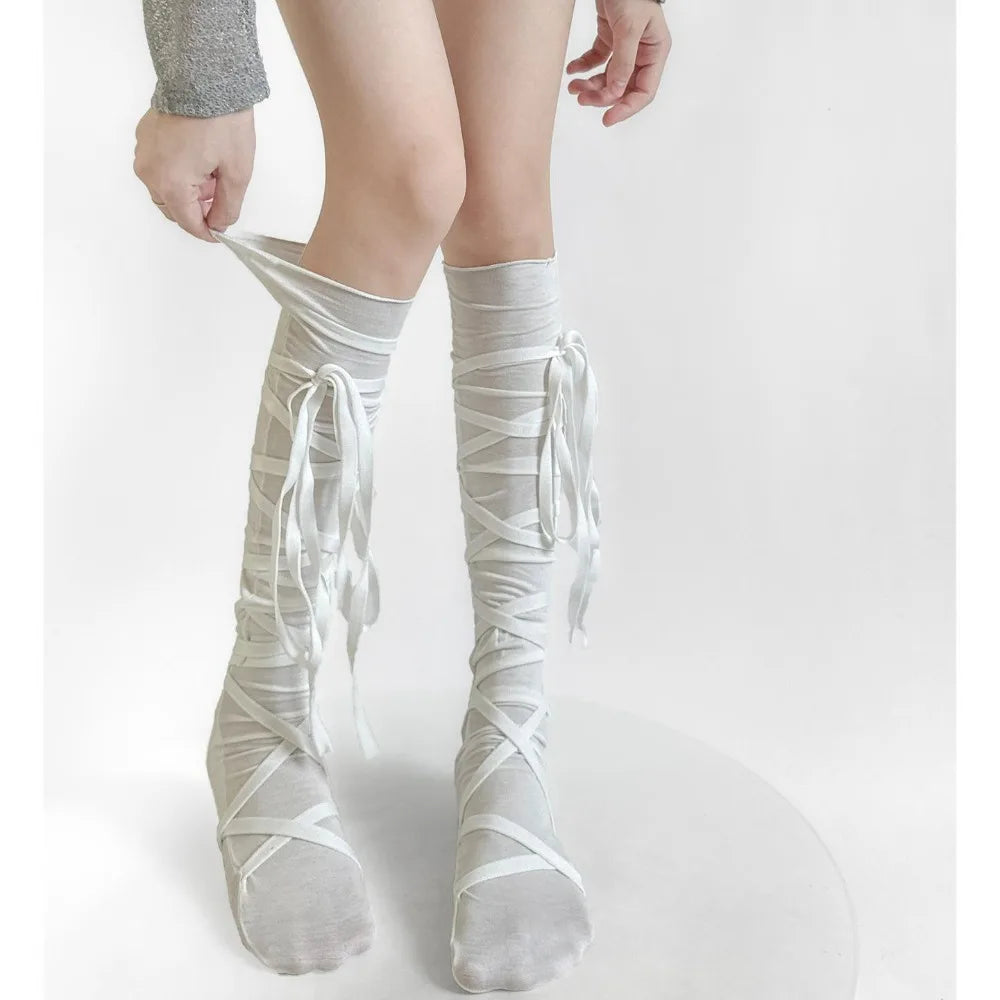 Bowknot Lace-Up Socks