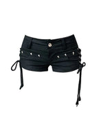 Black Gothic Denim Shorts