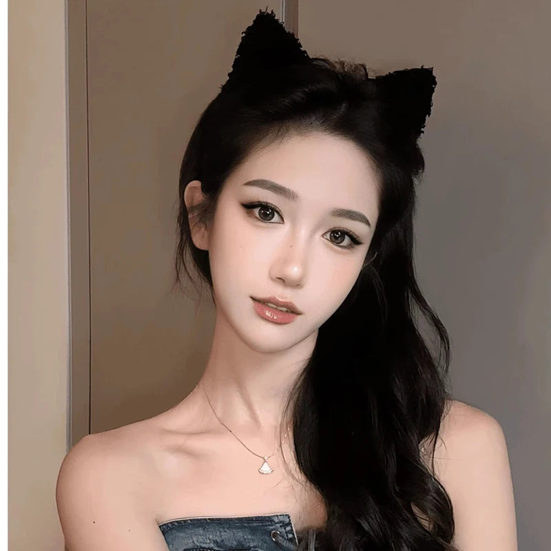 Cute Solid Plush Cat Ears Headband