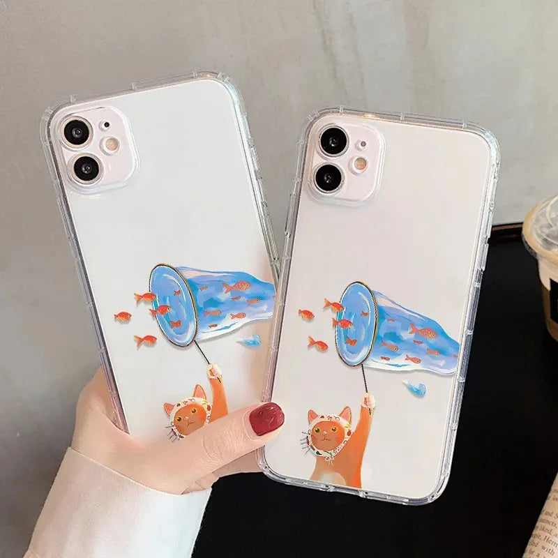Cute Cat Fishing Phone Case For Samsung