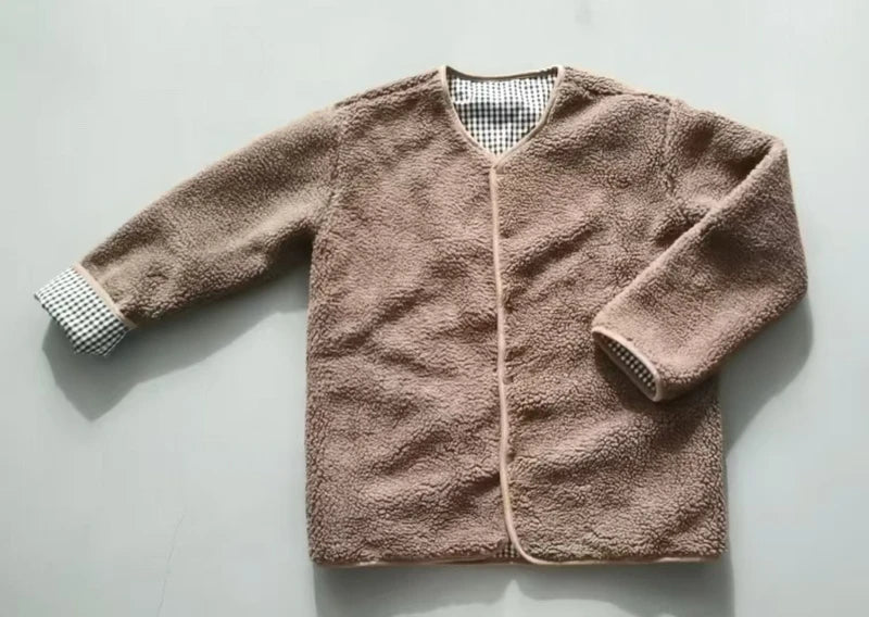 Two Sides Wear Plaid Plush Jacket