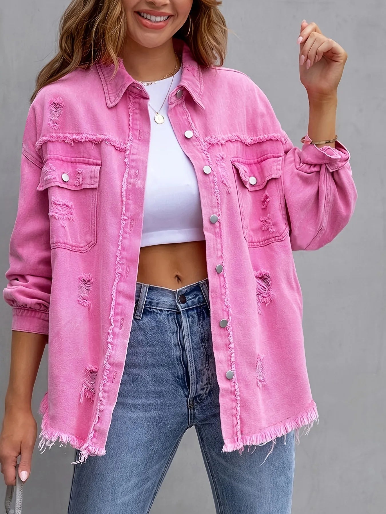 Mid-length Long-Sleeved Denim Jacket