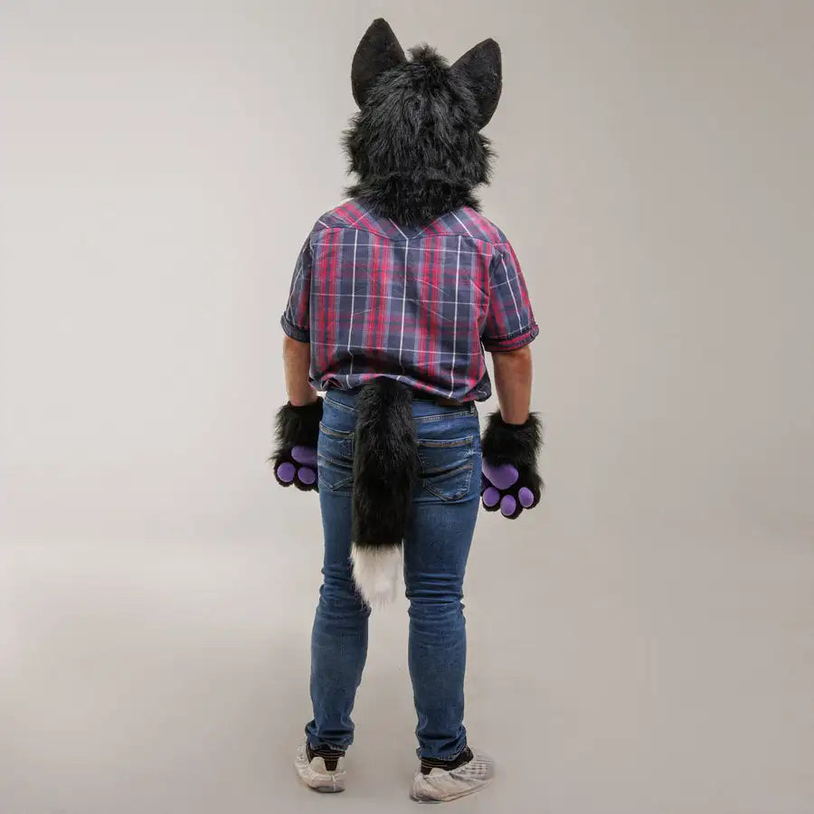Purple Black Long Fur Husky/Wolf Fursuit Head/Paws/Tail