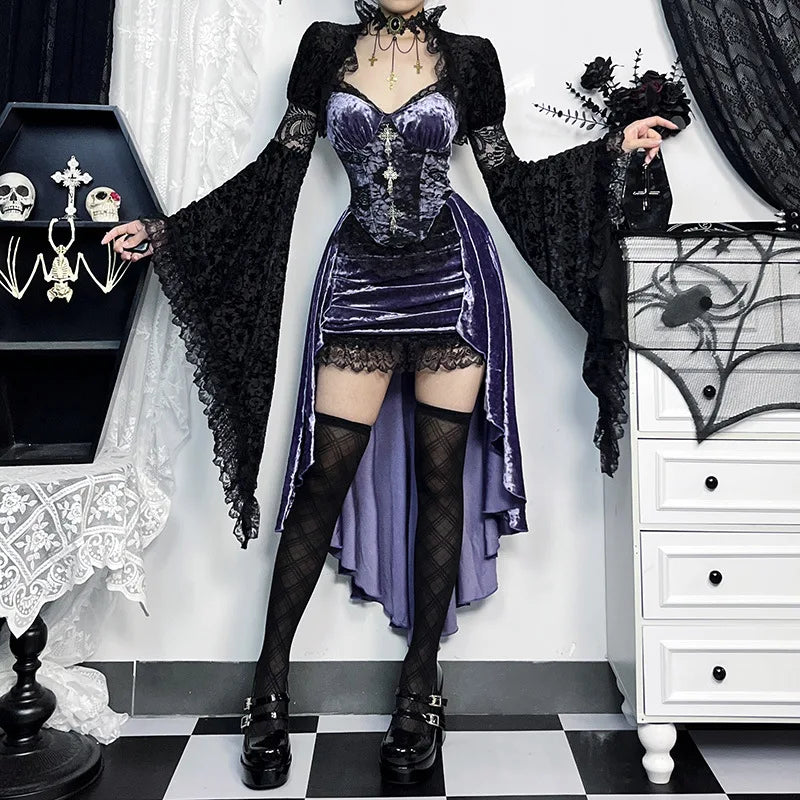 Goth Dark Gorgeous Victoria Velvet A-line Dress