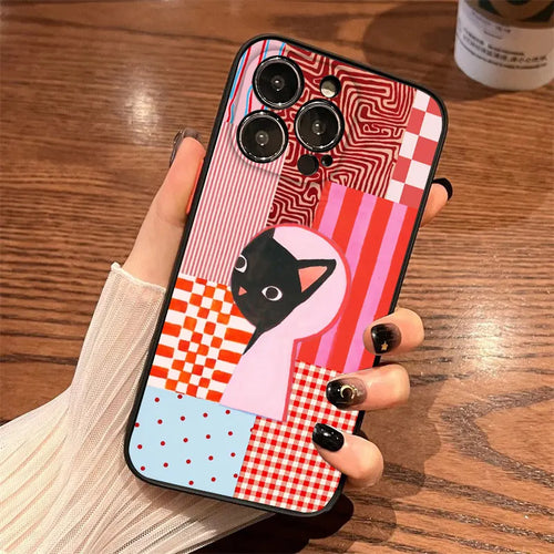 Artistic  Cat Striped Pattern Phone Case For iPhone