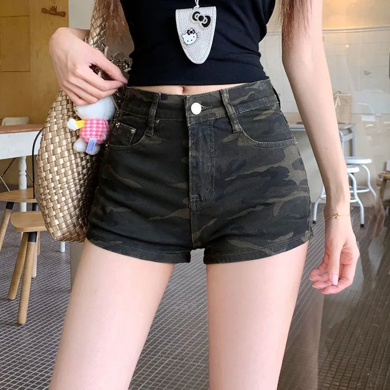Camouflage Denim Shorts