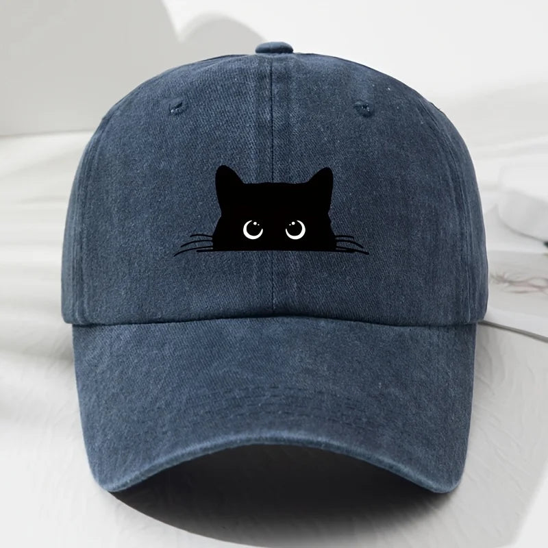 cat printed baseball cap