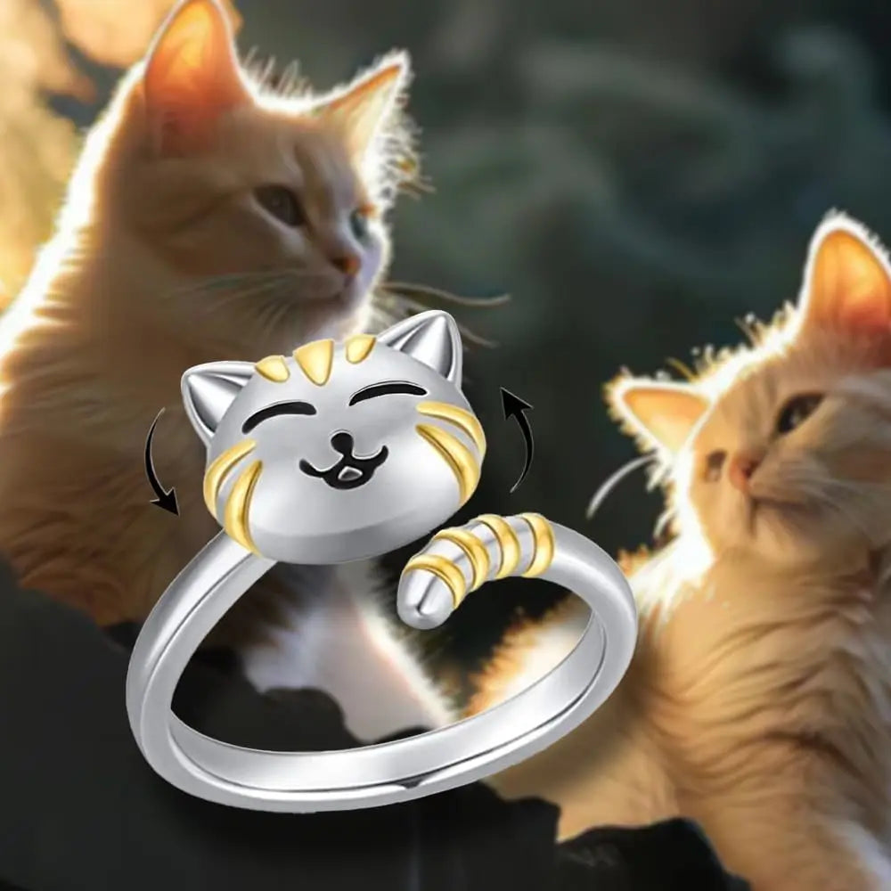 Cute Cartoon Cat Spinning Ring
