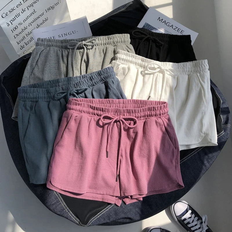 High waisted elastic sports shorts