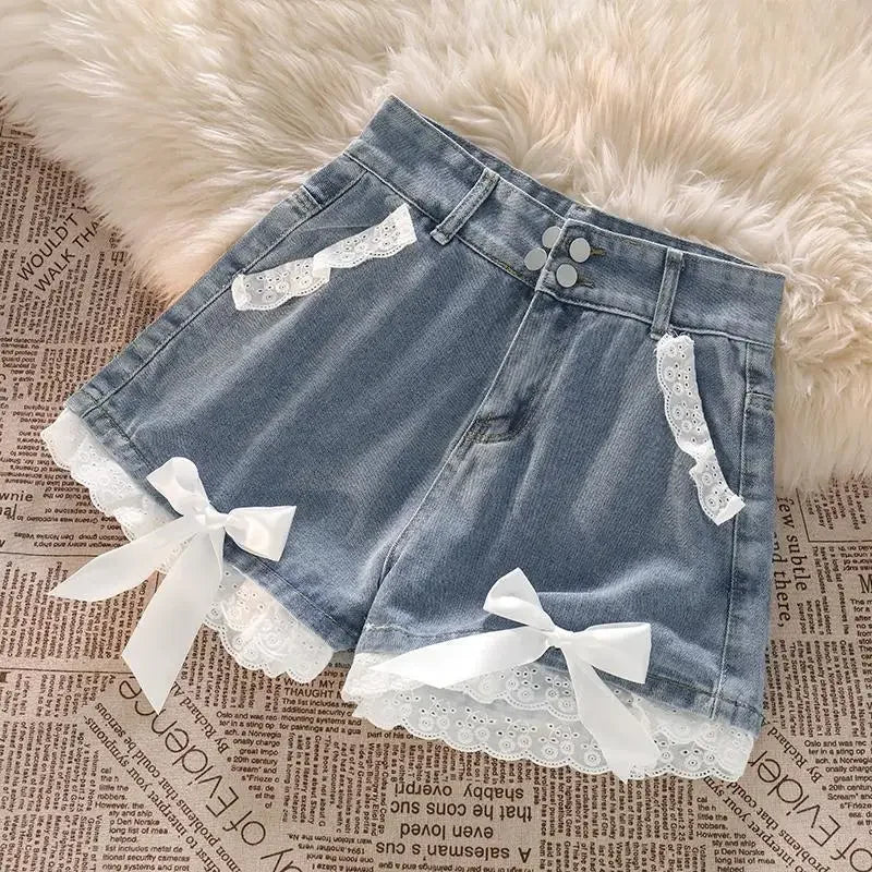 Blue High Waist Denim Shorts