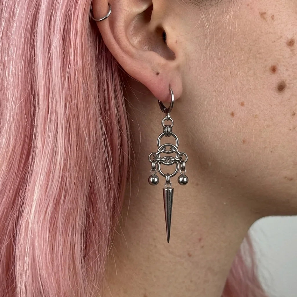 Punk Chain Splicing Rivet Earrings