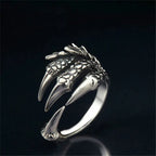 Stainless Steel Vintage Silver Dragon Claw Ring