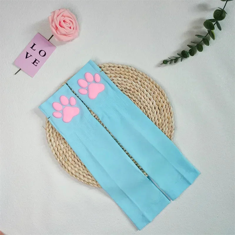 Cute Silicone Cat Paw Pads Arm Warmers